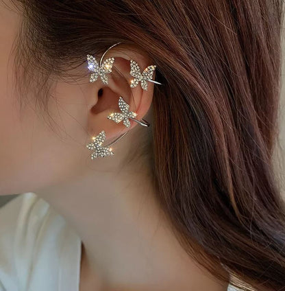 Villefashion New Silver Studded Crystal Earrings 2pcs/set