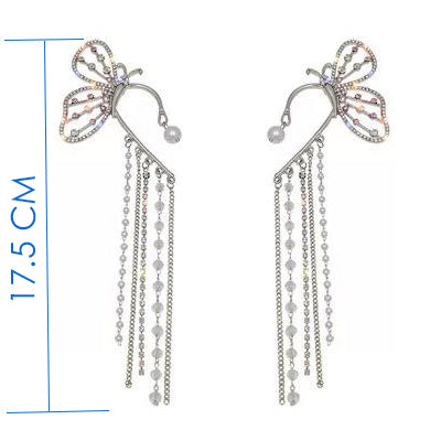 Villefashion left and right 2 pcs set Latest Pearl Butterfly Fairy Air Earrings Without Pierced Ears 2022