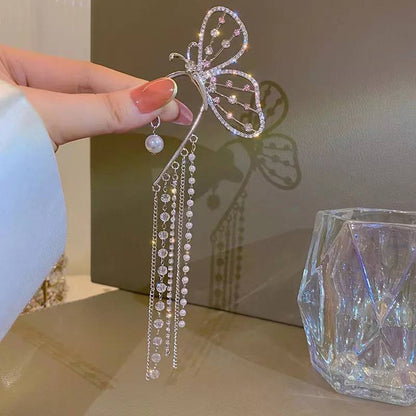 Villefashion left and right 2 pcs set Latest Pearl Butterfly Fairy Air Earrings Without Pierced Ears 2022