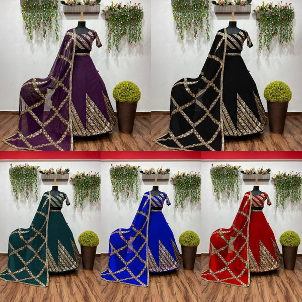 Bollywood Style Gorgette satin lehengha choli Dupatta