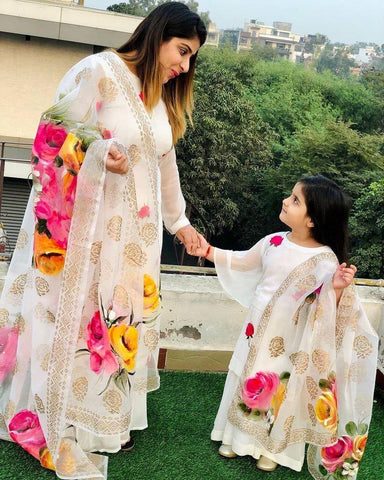Mother and Daughter matching Plazzo Suit