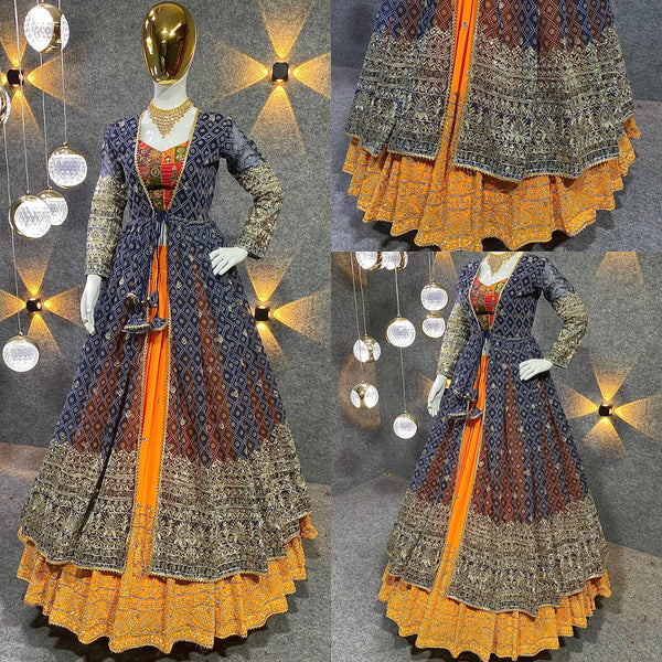 Heavy Embroidery Sequence Work Lehenga and Koti Combo
