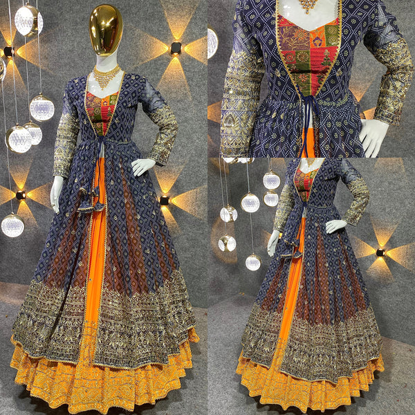 Heavy Embroidery Sequence Work Lehenga and Koti Combo