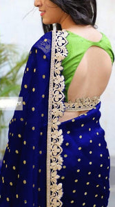Blue & Green Colored Function Wear Embroidered Saree For Women