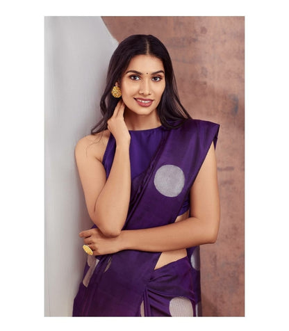 Latest Design Purple Color Lichi Silk Saree and Blouse
