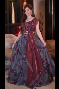 Latest Grey Color Designer Organza Lehenga for Party Wear