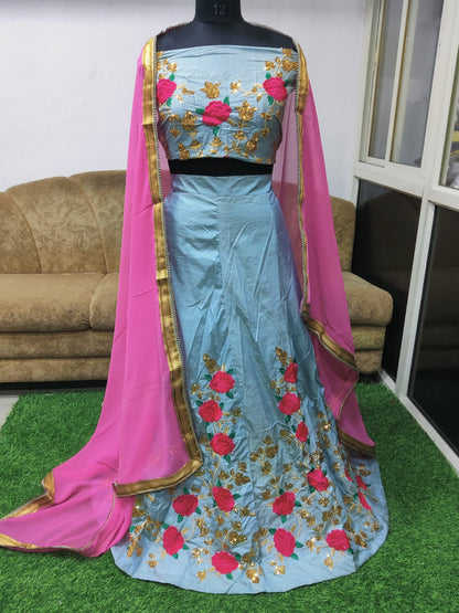 Fantastic Light Blue Color Silk Lehenga Choli