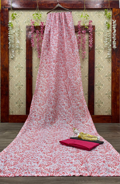 Light pink sequence embroidered work Silk Saree Blouse Designs oniline