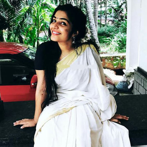 Amazing White Colored Casual Wear Linen Designer Saree For Women