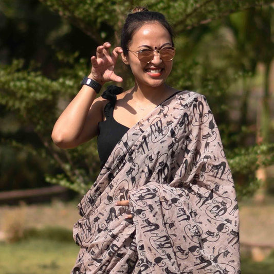 Ravishing Grey & Black Colored Festive Wear Pure LInen Saree For Women