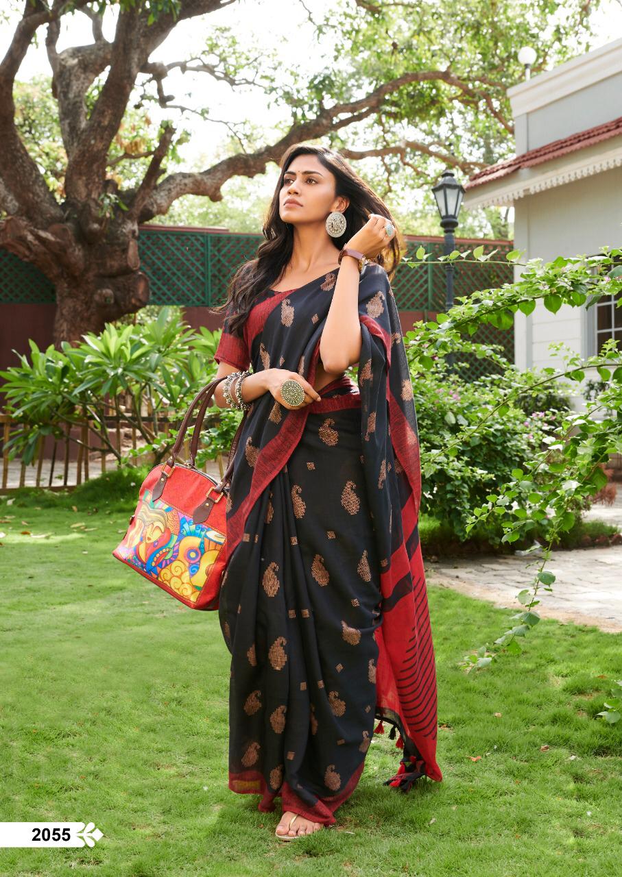Ideal Black Pure Colored Festive Wear Linen Designer Saree For Women