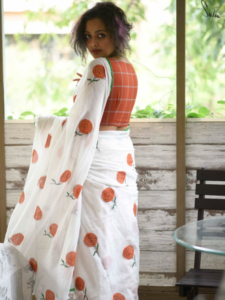 Alluring White Colored Festive Wear Pure Linen Designer Saree For Women