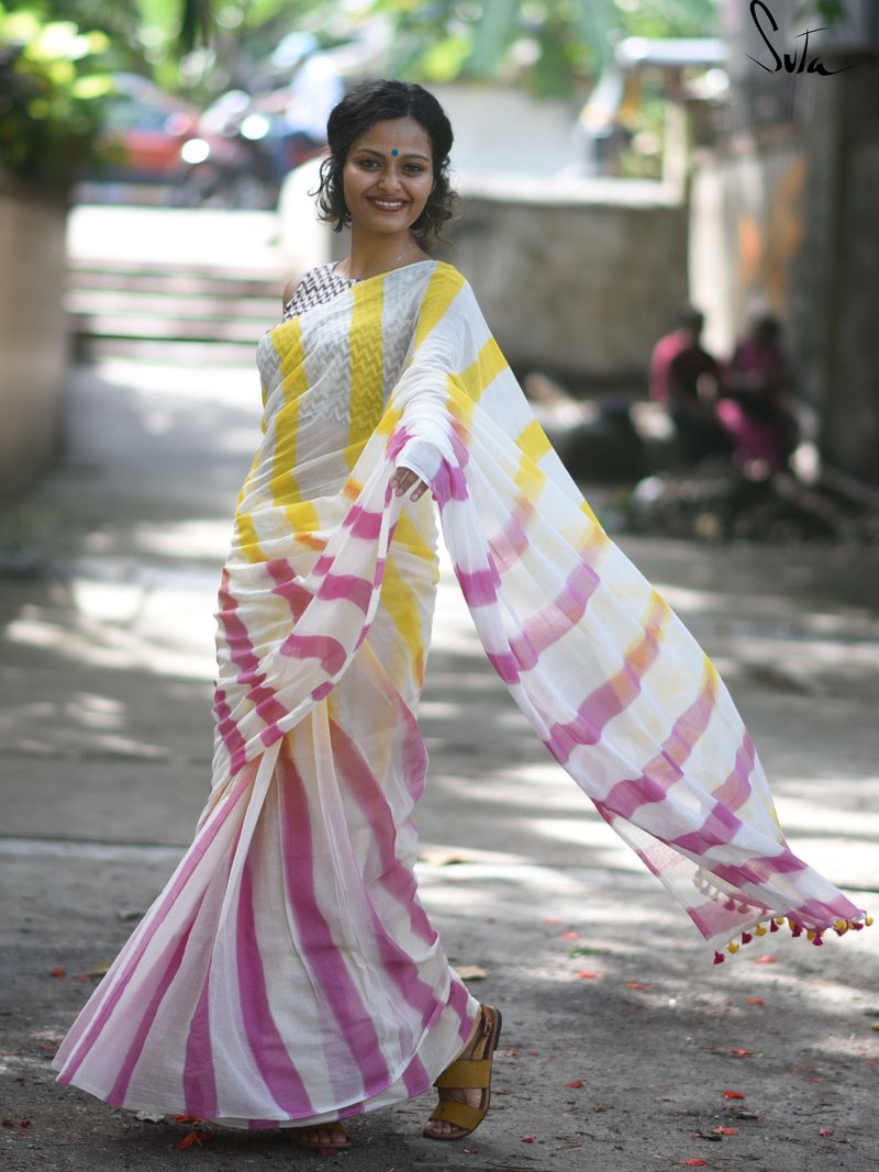 Glorious White Colored Festive Wear Pure Linen Designer Saree For Women