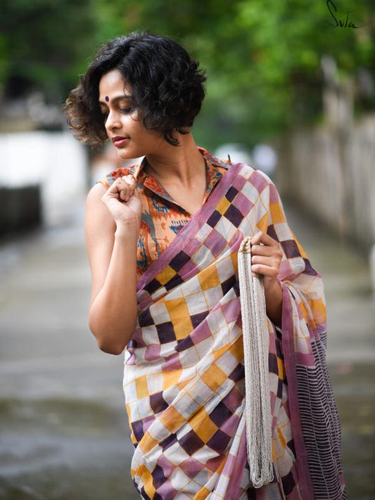 Pleasant Malti Colored Festive Wear Pure Linen Beautiful Designer Saree For Women