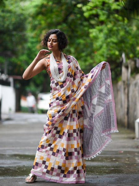 Pleasant Malti Colored Festive Wear Pure Linen Beautiful Designer Saree For Women