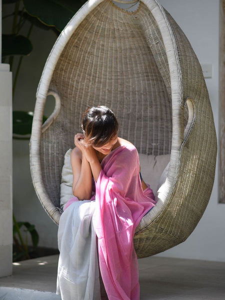 Appealing Pink Colored Festive Wear Pure Linen Beautiful Designer Saree For Women