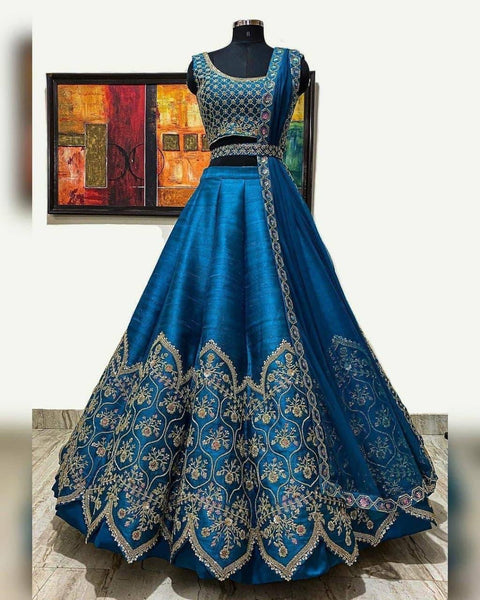 Latest Banglori Silk Embroidered Lehenga For Ladies