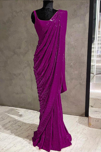 Party Wear Georgette Sequence work Saree