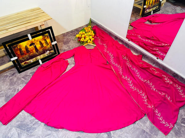Pink Color Designer Anarkali Salwar Suit For Women