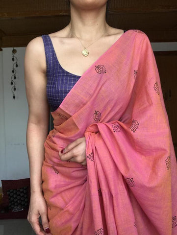 stupendous Printed Cotton Linen Saree With Blouse