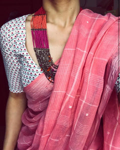 astonishing Printed Cotton Linen Saree With Blouse
