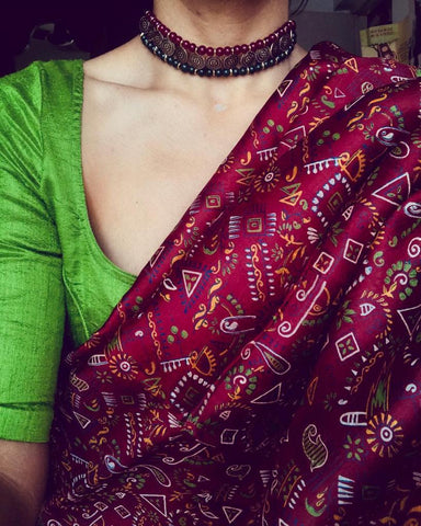 exciting Printed Cotton Linen Saree With Blouse