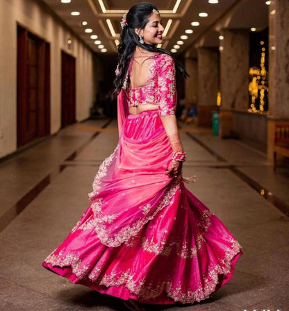 Bridal Wear Banglory Satin Lehenga Choli With Dupatta