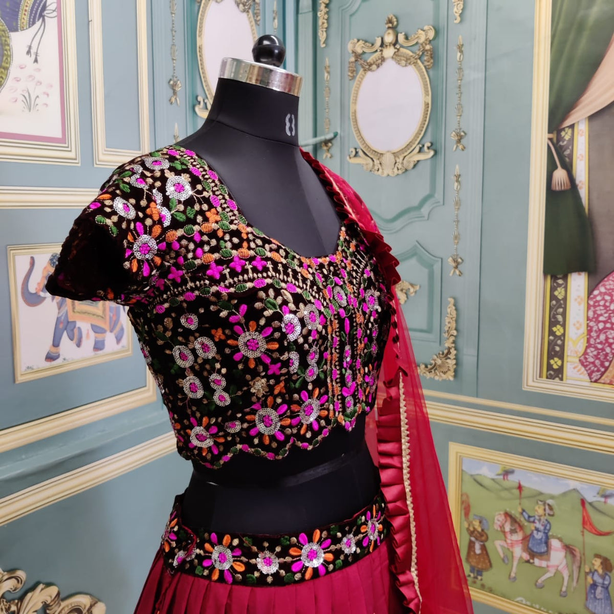 Exclusive Designer Maroon Color Embroidered Lehenga