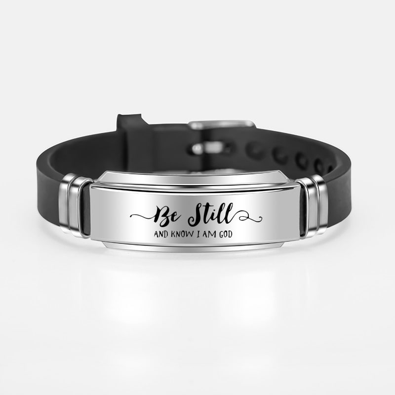 Elegant Silver Customizes Black Belt Bracelet For Women and Man