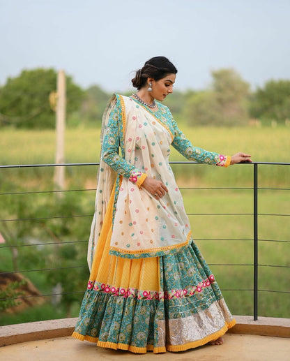 Sea Green Color Latest lehenga design For Women
