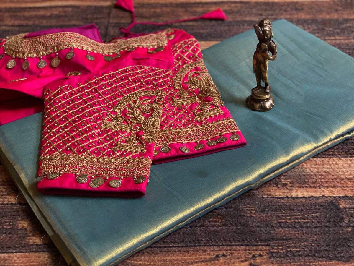 Uppada Tissue Silk Saree With Designer Blouse