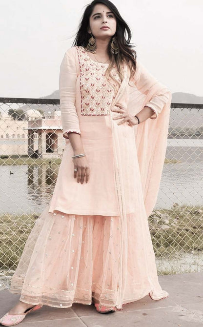 Peach Color Designer Online Lehenga Top Dupatta For Women