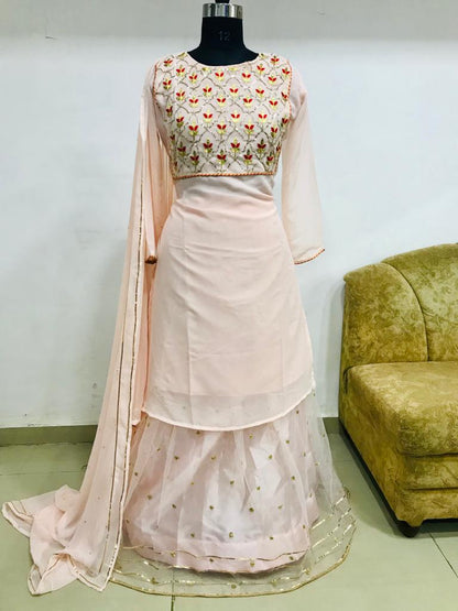 Peach Color Designer Online Lehenga Top Dupatta For Women