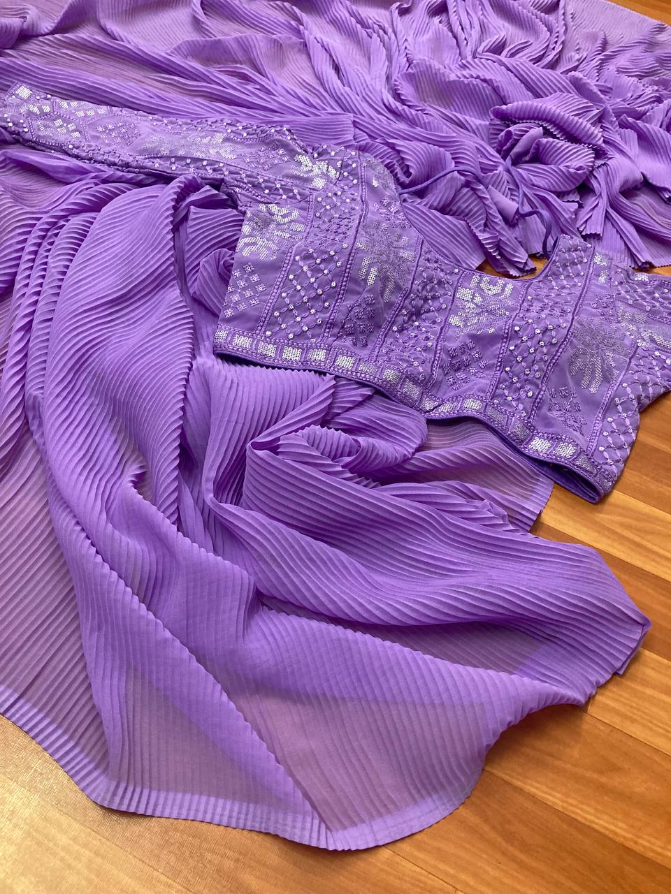 Latest Quality Crush Plated Saree with stitched blouse