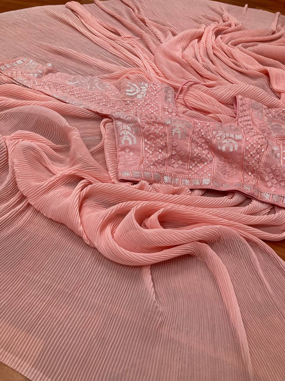 Latest Quality Crush Plated Saree with stitched blouse