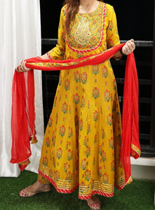 Yellow Color Designer Rayon Stitched Kurti pant Dupatta