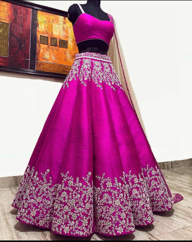 Party Wear Purple Malbari Silk Bridal Lehenga Choli