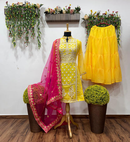 Haldi Special Yellow Color Plazo Suit