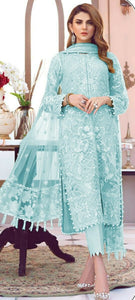 Baby Blue Color Designer Butterfly Net Multi Sequence Embroidered Stitch Moti Work Salwar Suit For Women