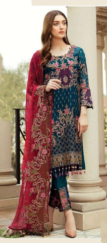 Color Designer Faux Georgette Multi Zari Embroidered Stone Work Salwar Suit For Festive Wear