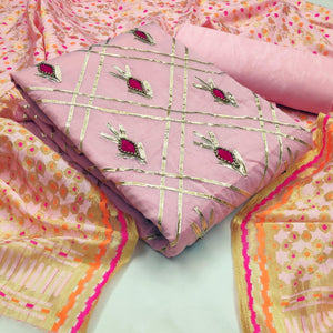 Creamy Pink Color Wedding Wear Modal Chanderi Gotta Patti Khatli Work Salwar Suit