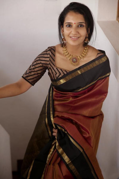 Reach Pallu Jacquard Art Silk Designer Saree With Blouse