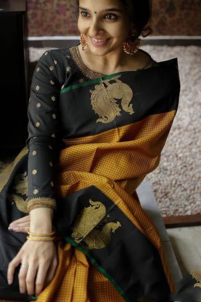 Awesome Pallu Jacquard Art Silk Designer Saree With Blouse