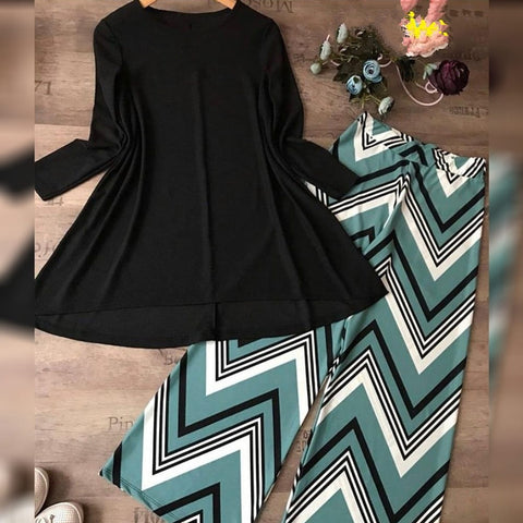 Black Color American Crap Digital Print Plazo Top For Party Wear MINIAB122J