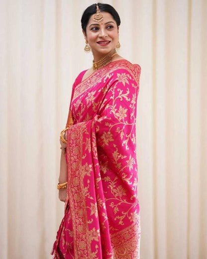 Indulge in Luxurious Elegance with Soft Lichi Silk Saree and Brocade Blouse Set