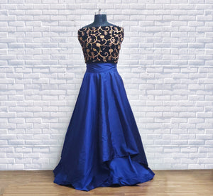 Blue Color Taffeta Silk Embroidered Designer Lehenga For Women
