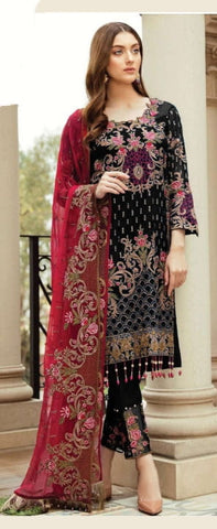 Black Color Faux Georgette Multi Zari Embroidered Stone Work Salwar Suit For Party Wear