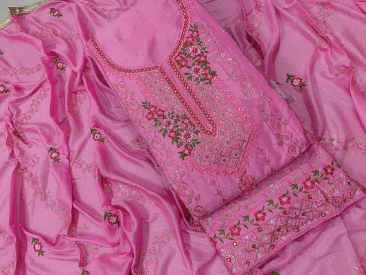 Ultra Color Designer Party Wear Chinon Embroidered Sequence Diamond Work Salwar Suit