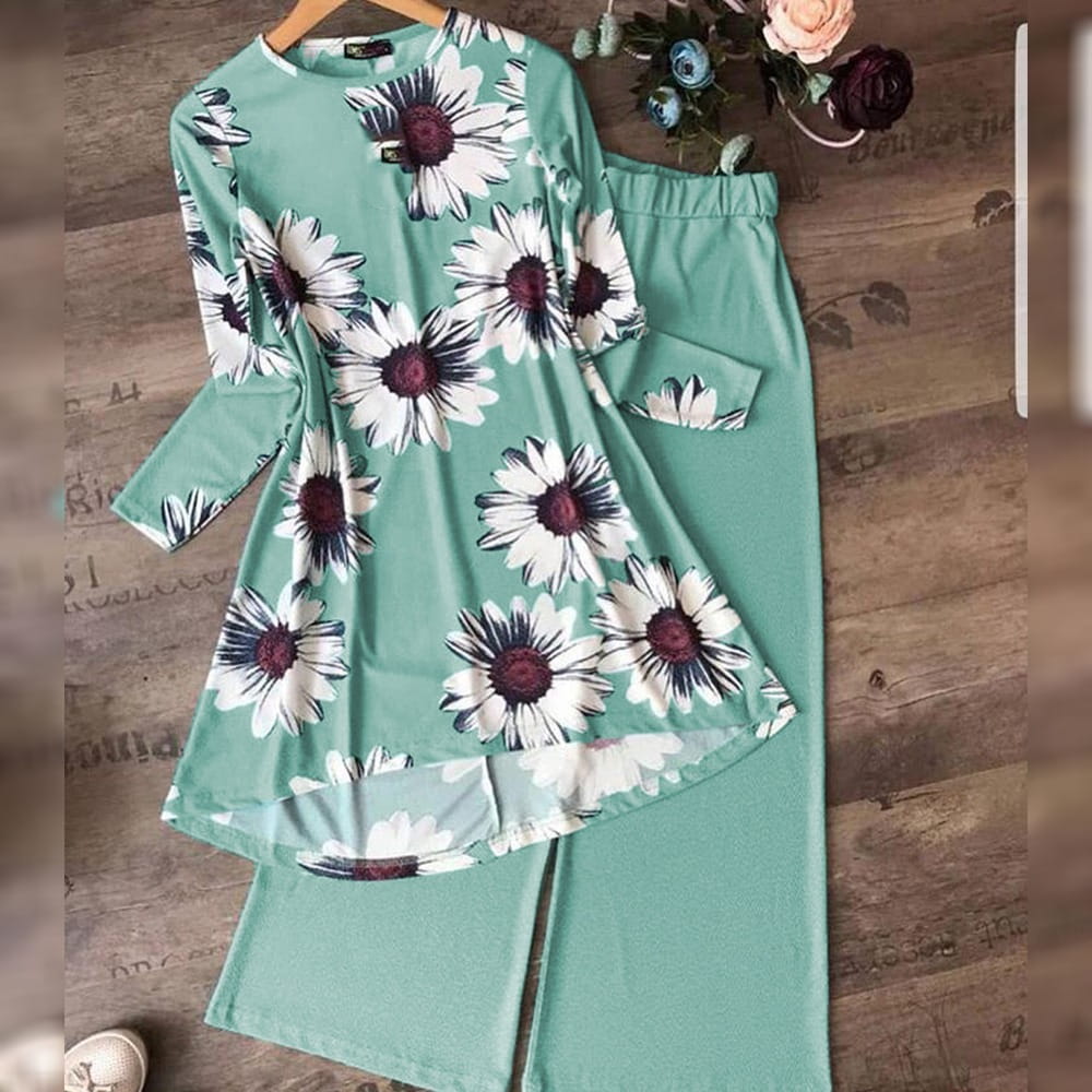 Blue Colored American Crap Digital Print Plazo Top For Party Wear MINIAB123A