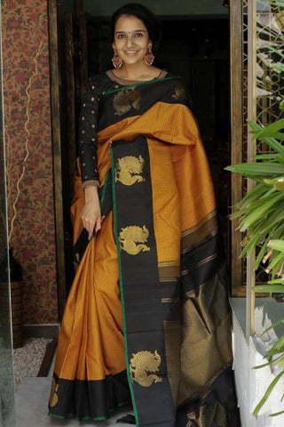 Awesome Pallu Jacquard Art Silk Designer Saree With Blouse